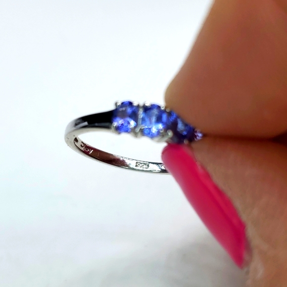 Tanzanite 5 Stone Ring in Platinum over Sterling Silver 6 NWT - Picture 5 of 7